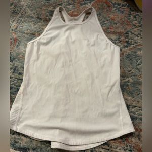 Lululemon white ribbed lightweight stretch running tank top size 4